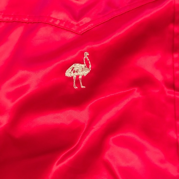 VINTAGE RED SATIN POLY JACKET 2XL. STITCHING 4. A RANCH FALL - Picture 4 of 7